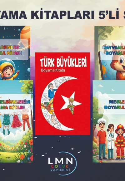 GEZEGENLER BOYAMA KİTABI-HAYVANLAR ALEMİ BOYAMA KİTABI-MESLEKLER BOYAMA KİTABI-RENKLİ ELBİSELERİM BOYAMA KİTABI-TÜRK BÜYÜKLERİ BOYAMA KİTABI